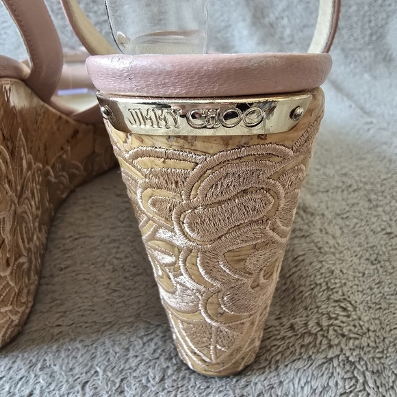 Jimmy Choo pink leather platform wedge sandals size 40 - Picture 9 of 15